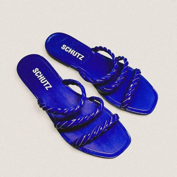 Schutz diana royal blue braided strappy jelly sandals - Picture 1 of 7